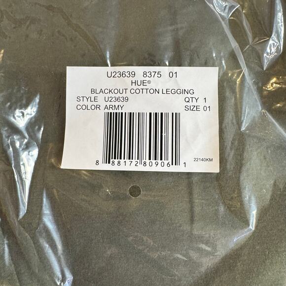 HUE NWT Women's Size Small Cotton Blackout Army Green Leggings Casual Comfort - Picture 4 of 10